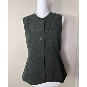 Vintage Casual Corner Suede Paisley Floral Vest Green Sz 6 Goblin Fairy 80-90s